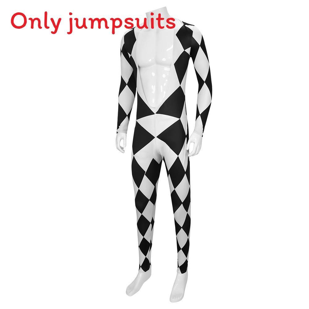 Black Freedie Mercury And White Grid Cosplay Stage Performance Costume Halloween