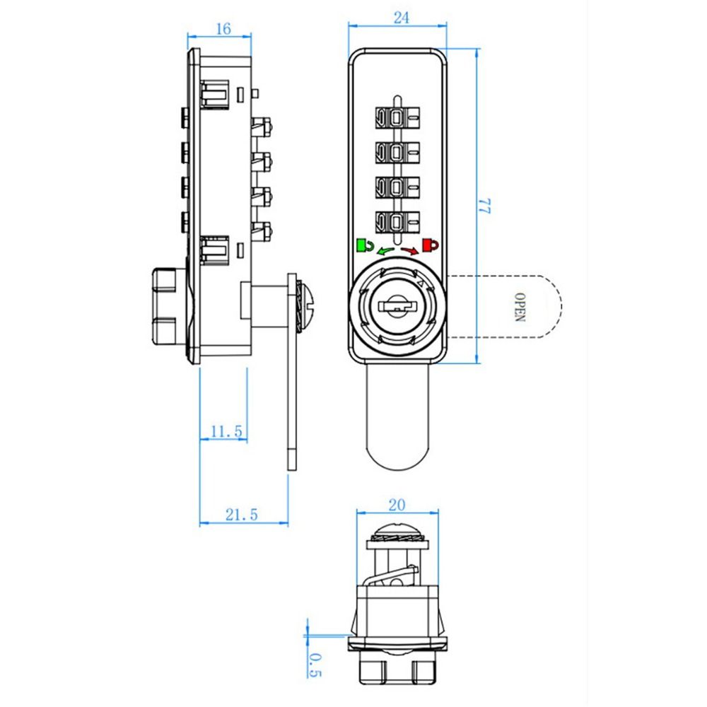Zinc Alloy Mechanical Password Lock 4 Digital Code Security Combination Lock Durable Anti-theft Drawer Lock Furniture Hardware