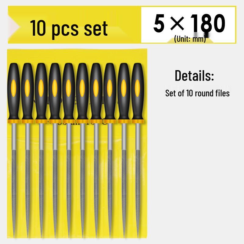 Mini Assorted Steel File Set: Triangular & Flat Files for Metal & Wood Grinding