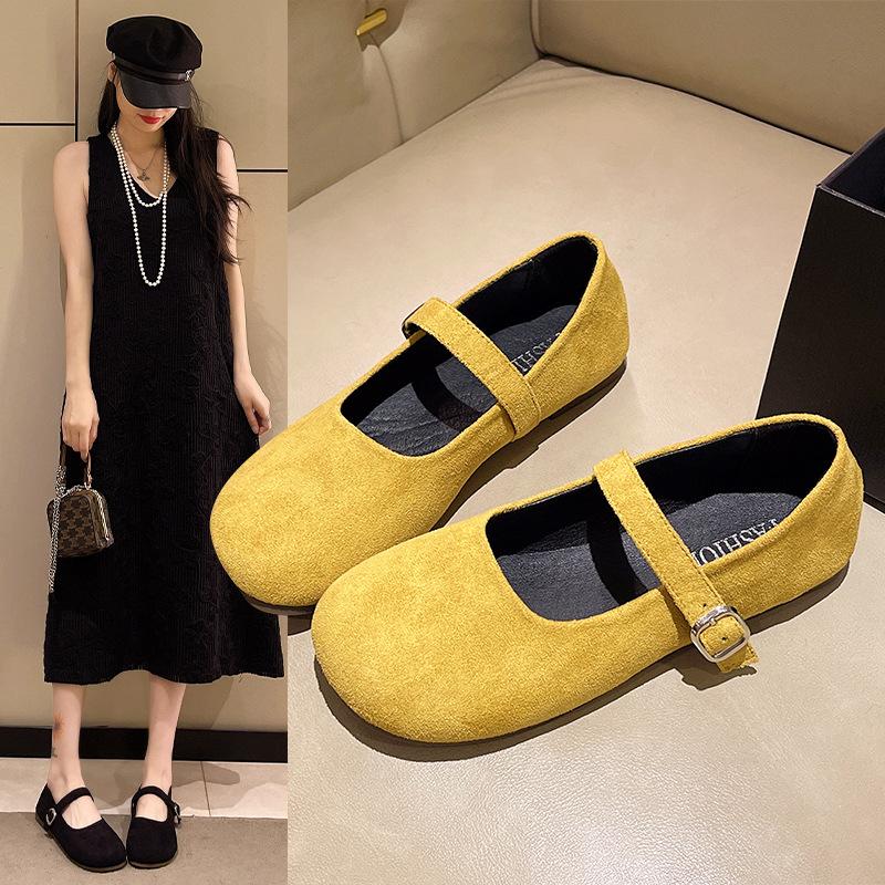 French gentle shallow mouth single shoes 22 new retro with skirt soft sole beautiful Birkenstock single shoes