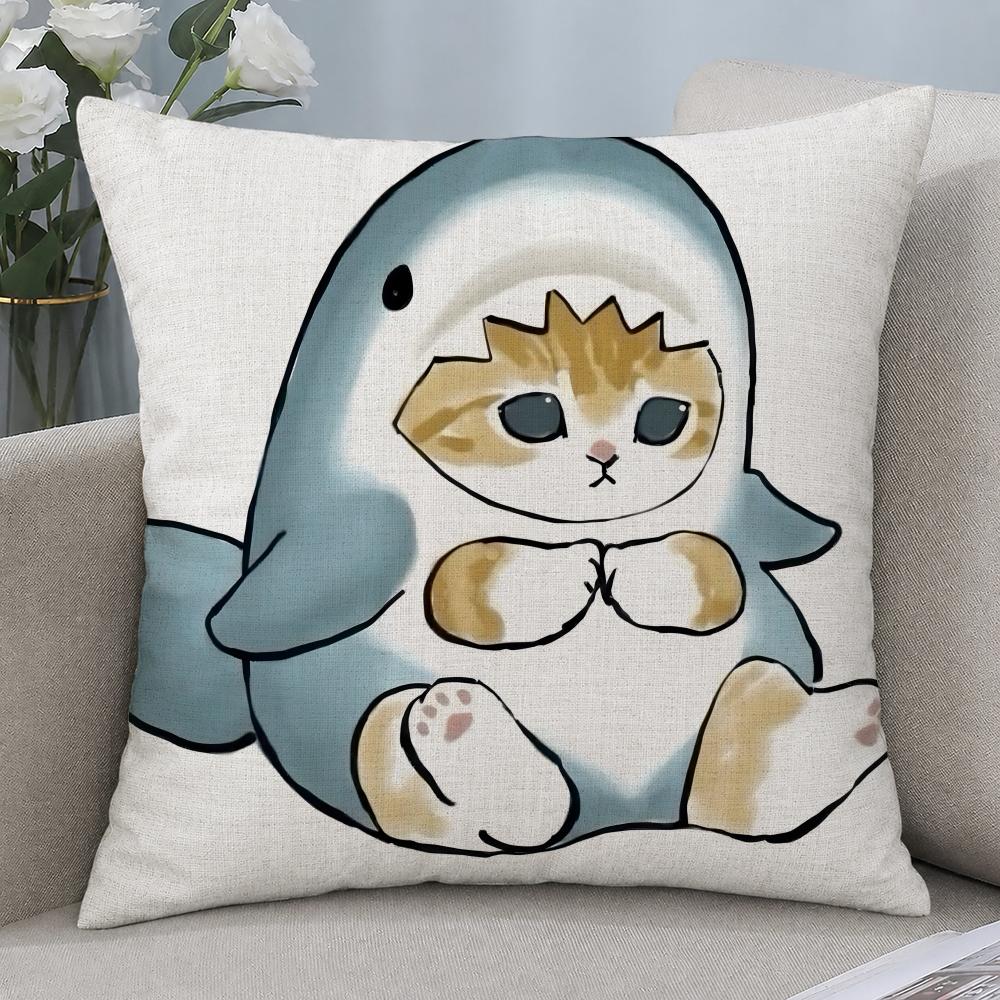 Character Mofusand Cushion Cover Cushion Covers Natural Linen Breathable Sofa Bedroom Decor Pillowcase