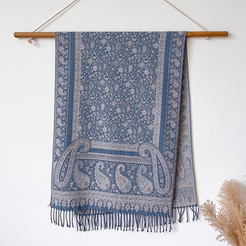 Ethnic Style Jacquard Cashew Flower Travel Scarf Women's Jacquard Fringed Scarf Thickened Extra Long Cape Shawl