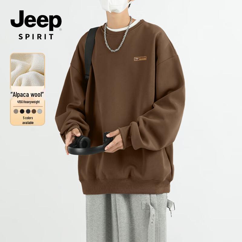 JEEP SPIRIT Men s Heavyweight Fleece Round Neck Sweatshirt XL