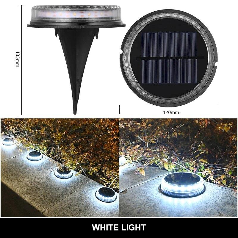 4PCS 1200mAh Round Solar Night Security Disk Powered Led Garden Lawn Light Walkway Outdoor Landscape Ground