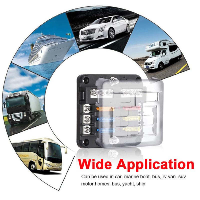 12v fuse holder 12V 32V 100A For Auto Car Boat Marine Plastic Cover 6 Ways 12 Ways Blade Fuse Block M5 Stud With 12V Fuse Box