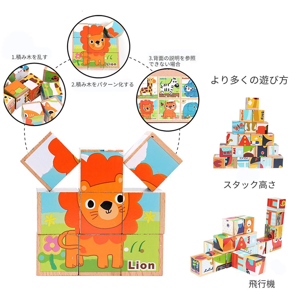 AAGWW Cube 3D Puzzle 9 Wooden Multiple Play Wooden Building Educational Wooden Birthday Gift Popular Educational Gift Different Pictures Puzzle, Toy,