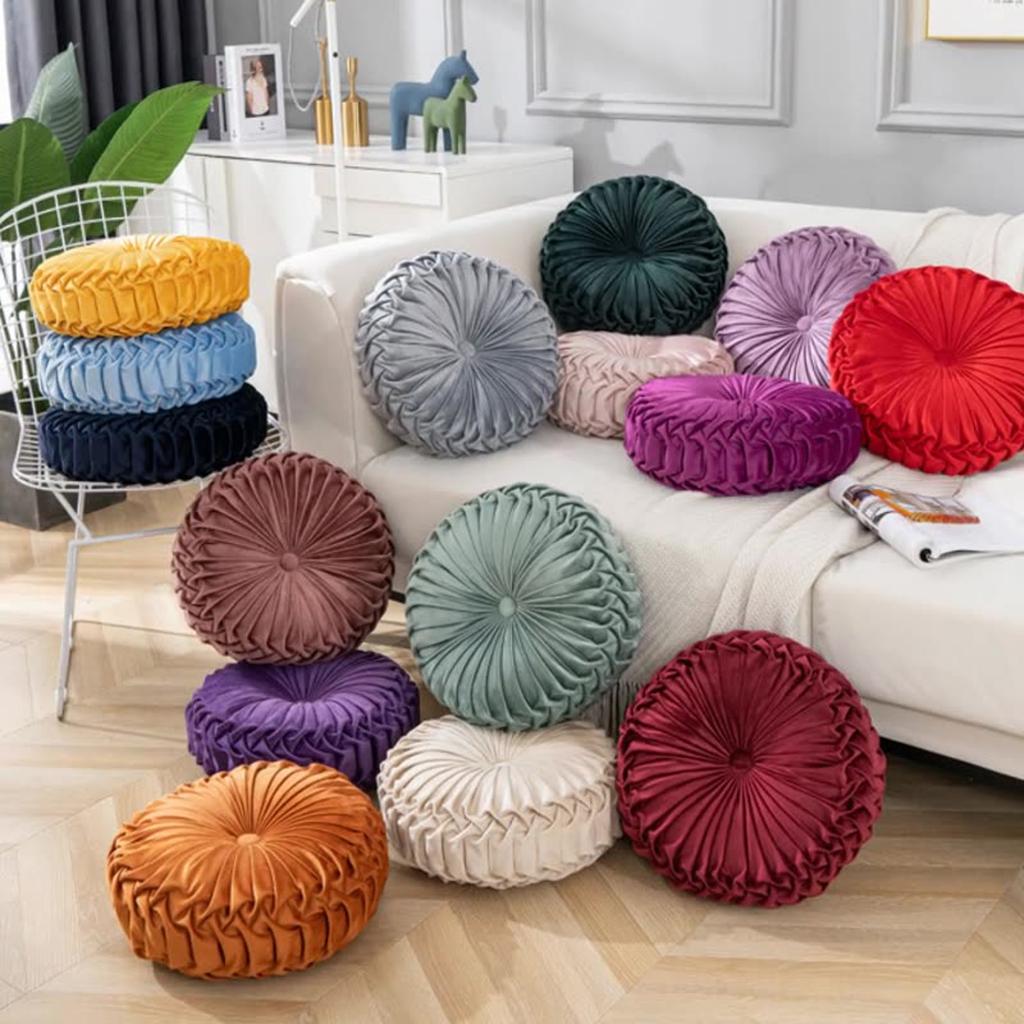 40cm Round Pumpkin Pillow Button Pillow Solid Color Drifting Window Tatami Cushion Thickened Chair Cushion
