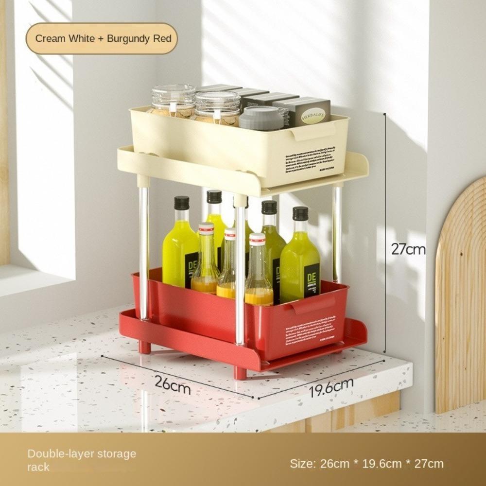 

Бытовая 2-ярусная настольная стойка для хранения Большая вместимость Пластиковая сортировочная стойка с ящиком Полка для хранения Офисная рабочая станция