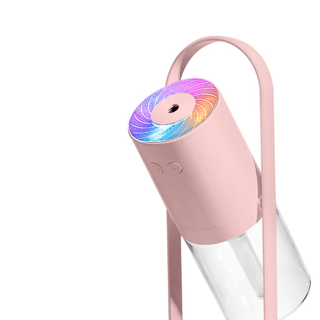 Wireless Humidifier 360 Degree Rotary Fine Mist Low Noise USB Charging with Projector Light for Home Car Office Pink