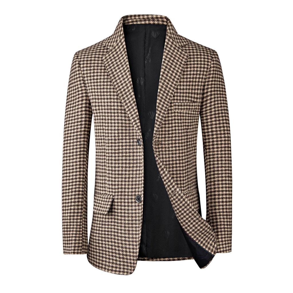 2024 Men's Slim Fit Plaid Jacket Suit - Korean Style, Casual Spring/Autumnwear