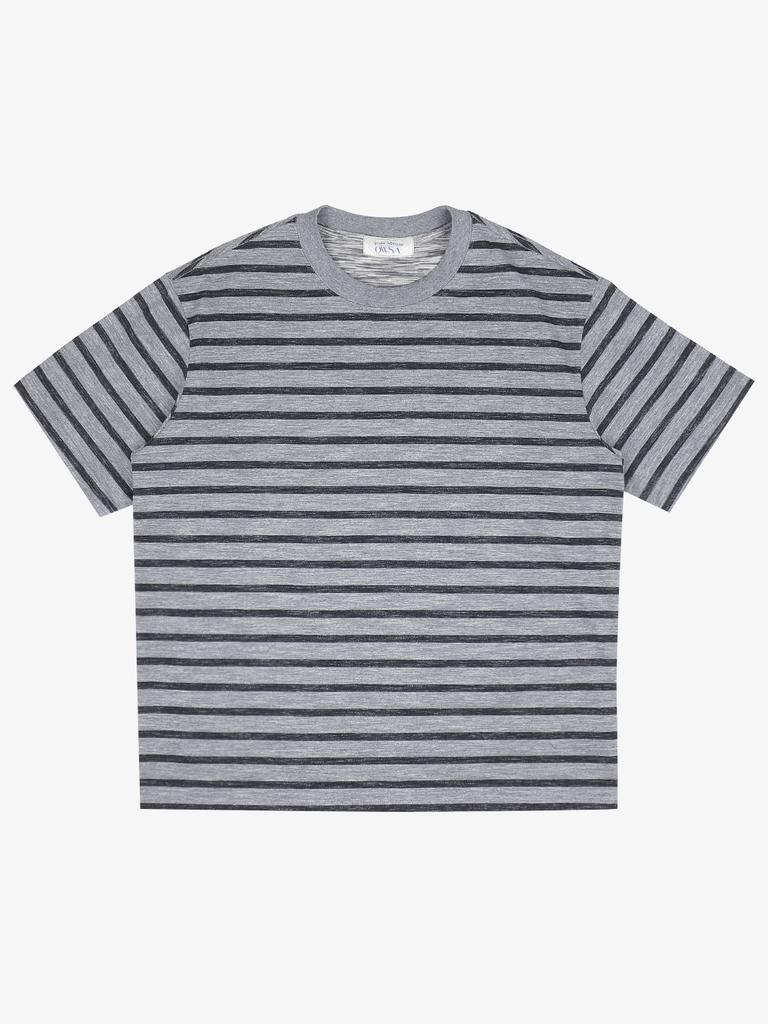 Ousa Striped Round Short Sleeve T-Shirt 3 Colors