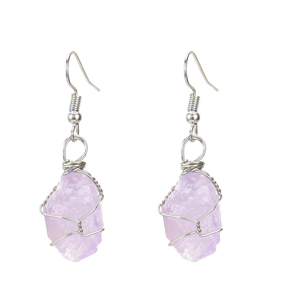 

Handmade Silver Winding Natural Stone Rough Stone Crystal Agate Tourmaline Earrings, Earrings, Women S Earrings, Earrings E28.