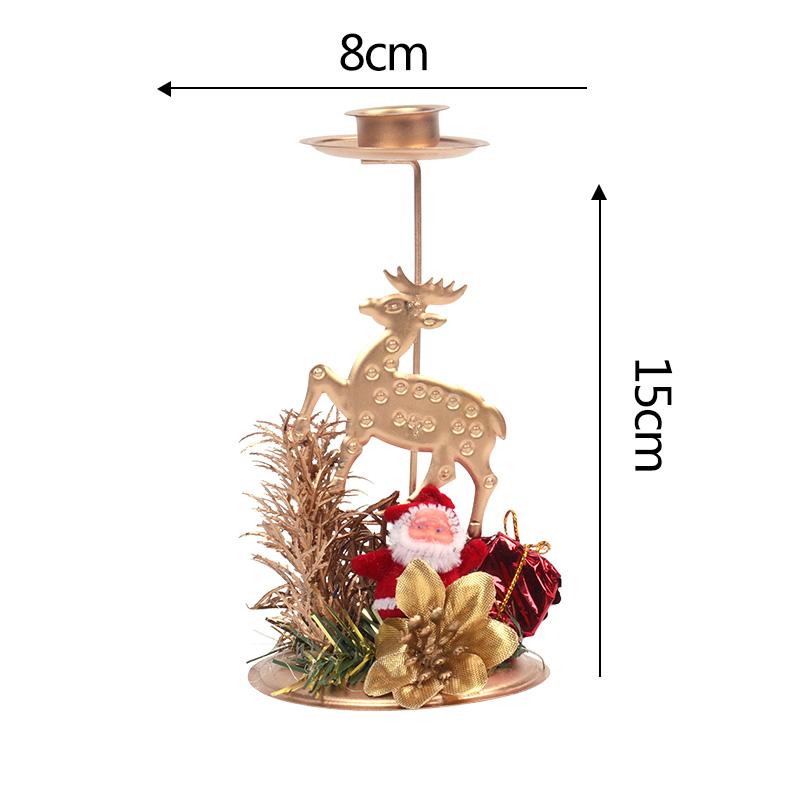 Christmas Candle Holder with Artificial Snowy Pine Needles Iron Candlestick Holiday Table Centerpiece Christmas Home Decorations