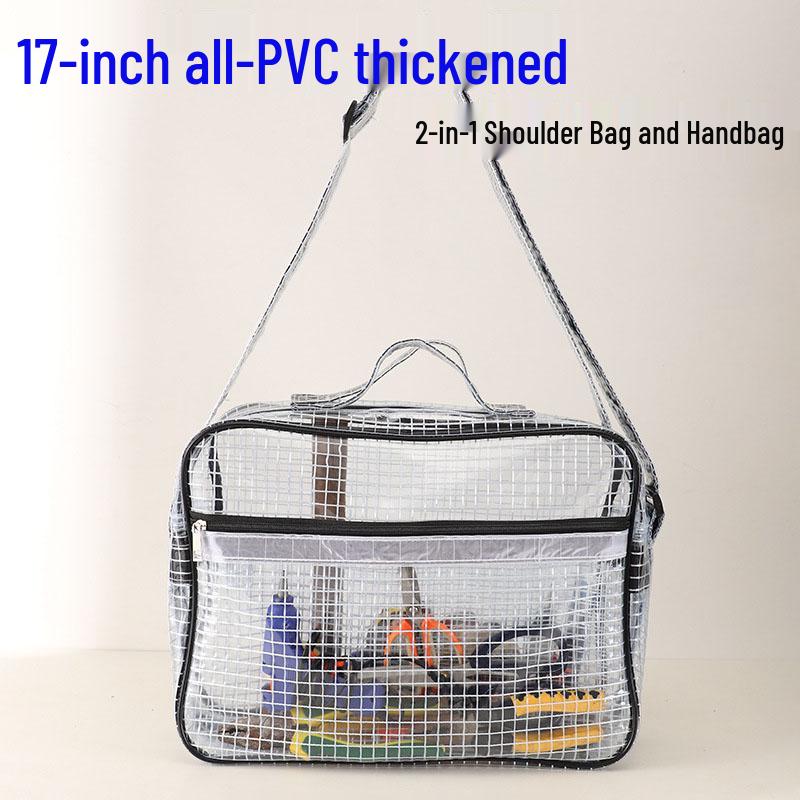 Transparent Anti-Static PVC Tool Bag - Dust-Free Cleanroom Crossbody/Shoulder Bag with Grid Storage