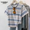 Silbaish Women's Striped Slim Fit Short Sleeve Round Neck T-Shirt