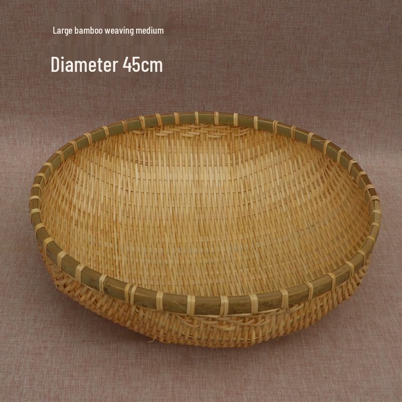 Bamboo Woven Winnowing Basket: Steamed Bun Storage, Vegetable Drainer, Rice Washer, Fruit Holder