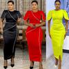 European And American Summer New Fashion Hip-Wrapped Sexy Banquet Dress Dress Solid Color Slit Dress