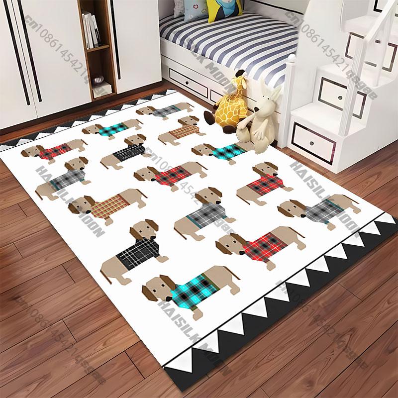 Dogs wearing colorful plaid sweaters carpet Yoga living room room decor children's crawling mat doormat area rug