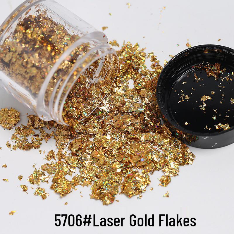 Japanese Gold & Silver Foil Nail Art Flakes: DIY Gel Polish Patches for Photo-therapy and Jewelry Design
