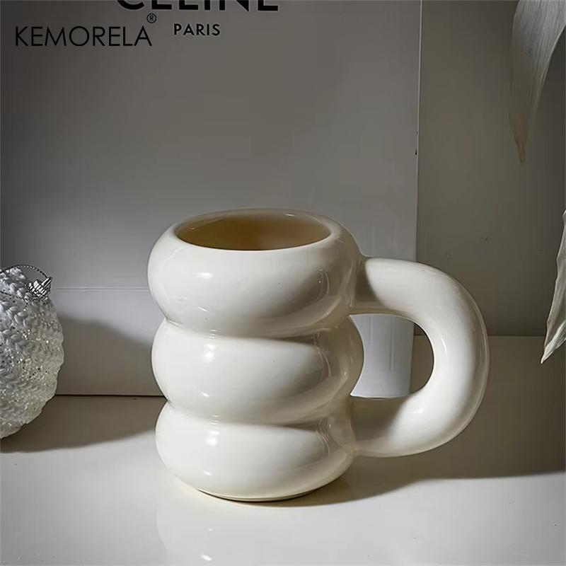 KEMORELA 420ML Sötmunk Keramisk Mugg Med Handtag Nordisk Stil Kreativ Stor Kapacitet Kaffekopp Enkel Par Vattenkopp Gåva