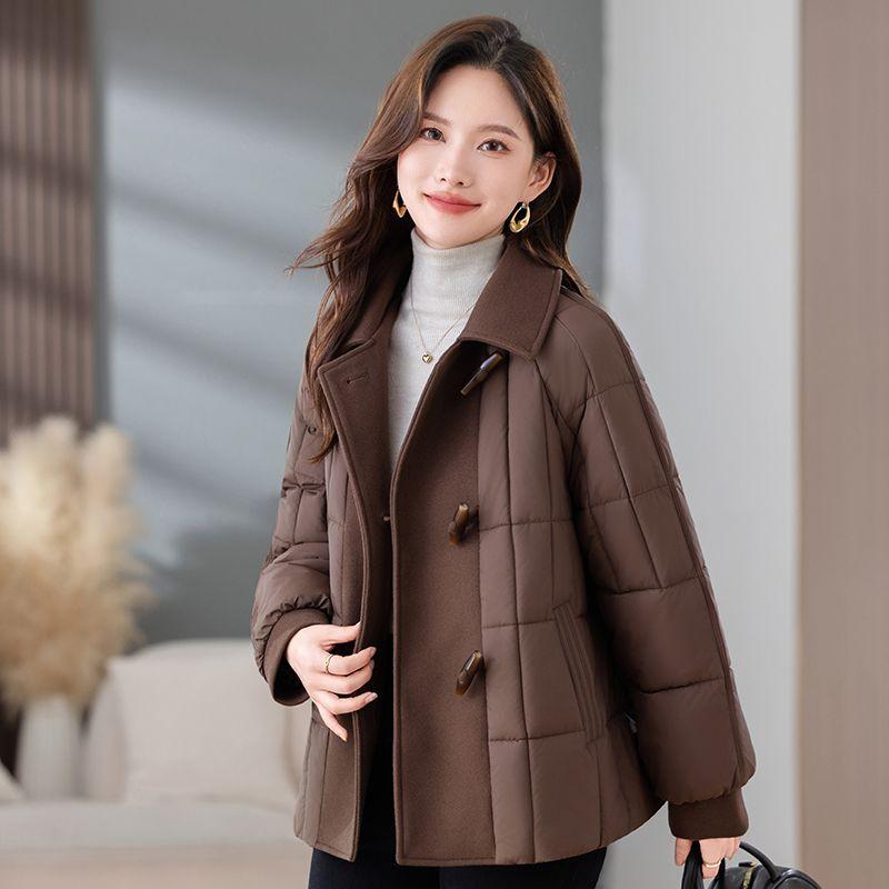 Palton de Iarnă Căptușit cu Bumbac Femei Modă Amestec de Lână Jachetă Largă Doamne de Vârstă Mijlocie Îmbrăcăminte Exterioară Elegantă