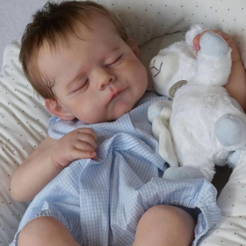 50cm Reborn Baby Dolls Realistic Soft Touch Cloth Body Full Vinyl Optional Newborn Dolls Rooted Hair Cute Cuddly Simulation Doll Kids Education Toys