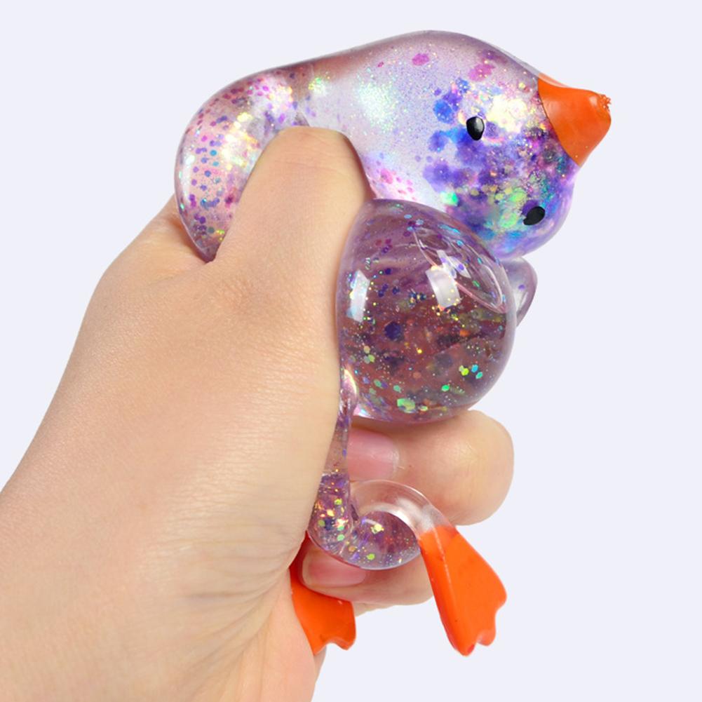 Stress Relief Squeeze,Squishy Glitter Ducks,Kids Squishy Fidget Toy,Animal Stress Balls,Bulk Party Favors Easter Basket Stuffers