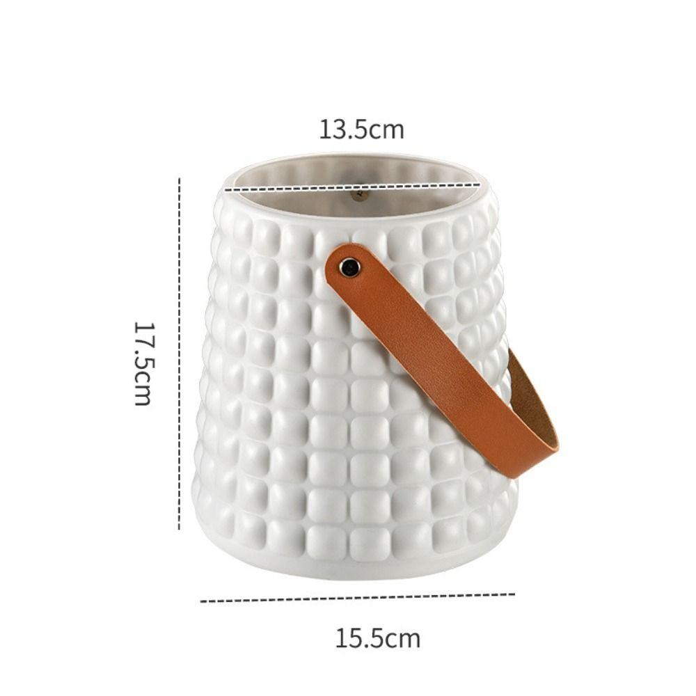 Lærhåndtak Blomstervase Mote Anti-fall Plast Blomsterarrangement Nordisk Stil Moderne Blomsterpotte Stue