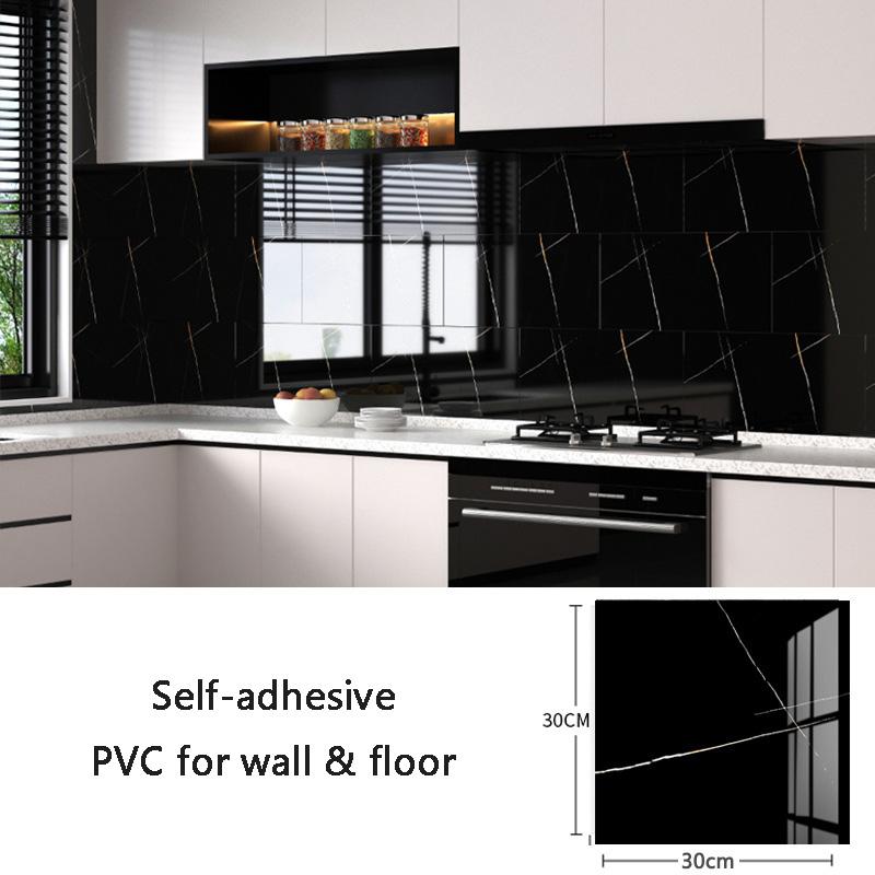 10pcs Wall Sticker PVC Imitation Ceramic Tile Wallpaper Waterproof Kitchen Bathroom Imitation Marble Renovation Background Decor