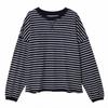 Women S Loose Fit Striped Long Sleeve Round Neck T Shirt Inner Wear