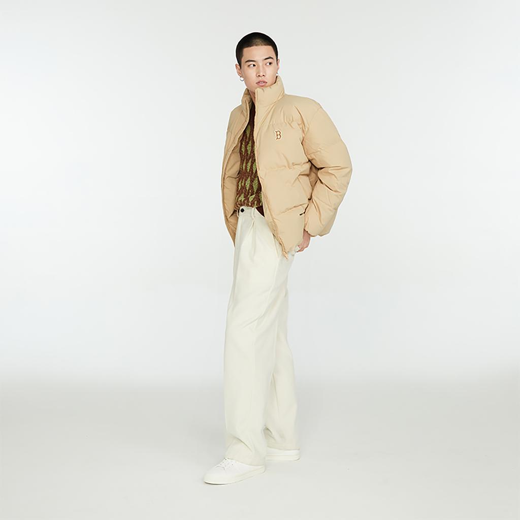 New MLB Down Jacket Unisex Linen Beige Yellow 3ADJB0336-43BGM