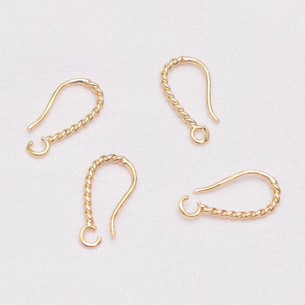 10pcs 18K Gold Ear Hook Material Pure Copper Twist Opening with Hanging Ear Hook DIY Handmade Glossy Earrings Accessories Batch