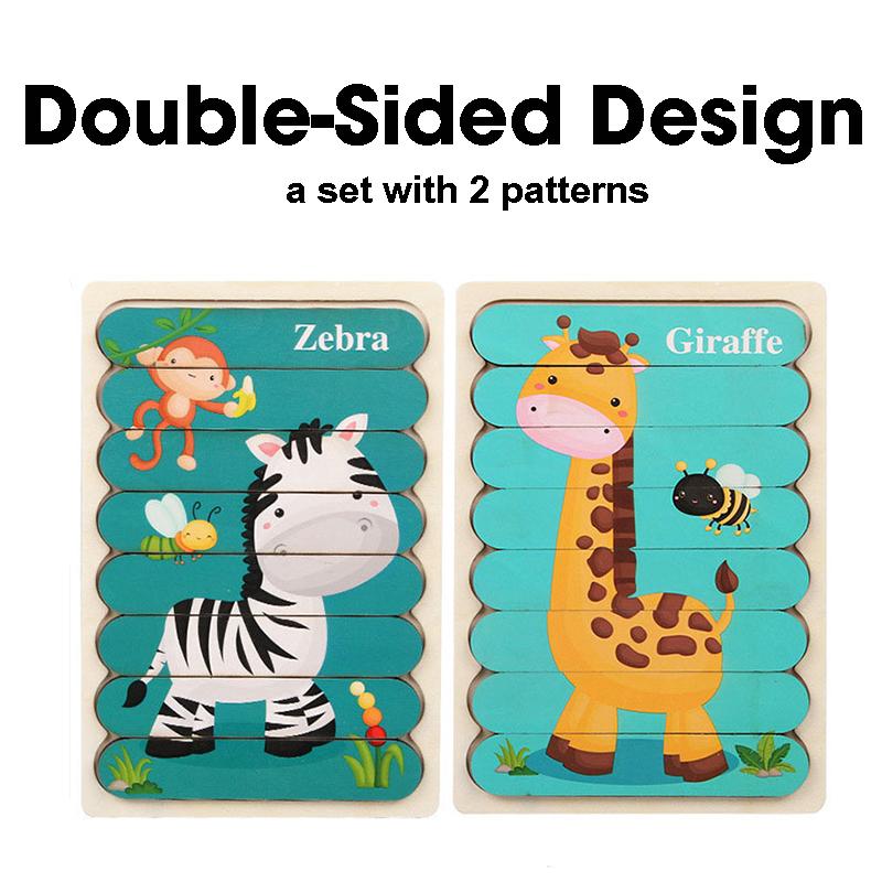 Montessori Wooden Puzzle Baby Games 3D Double-sided Child Puzzle Educational Baby Toys Jigsaw Puzzles For Kids Children Toys