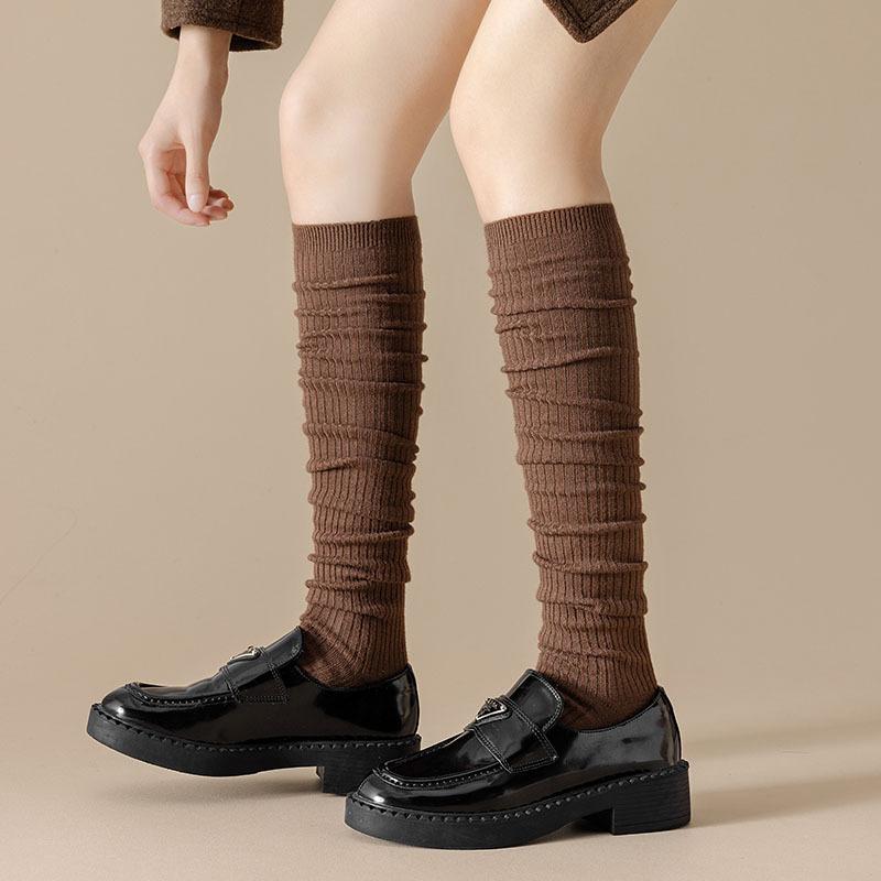 Knee Socks Women'S Autumn And Winter Black Vertical Striped Thin Stockings Japanese College Style With Loafers Stacking Socks