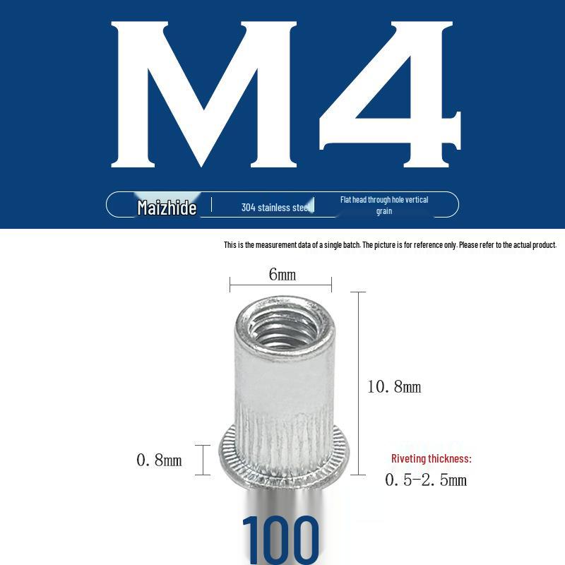 Stainless Steel & Carbon Steel Zinc-Plated Vertical Grain Through Hole Rivet Nut