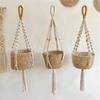 Multipurpose Woven Tassels Hanging Net Nordic Cotton Rope Macrames Plant Hanger for Flower Pot Holder and Home Wall Decors
