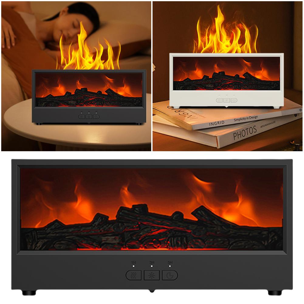 Dynamischer Flammen Kamin Ätherischer Öl Diffusor mit 150 ml Fassungsvermögen Ultraschallnebel Timer und Fernbedienung