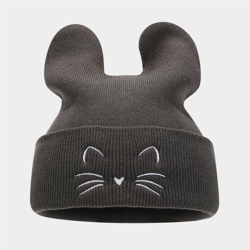 Fashion Knitted Hip Hop Skull Hat Unisex Headwear with Delicate Embroidered Cats for Trending Appeal