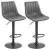 Set of 2 Retro Bar Stools, Footrest, Height Adjustable, Gas Lift, Dark Grey