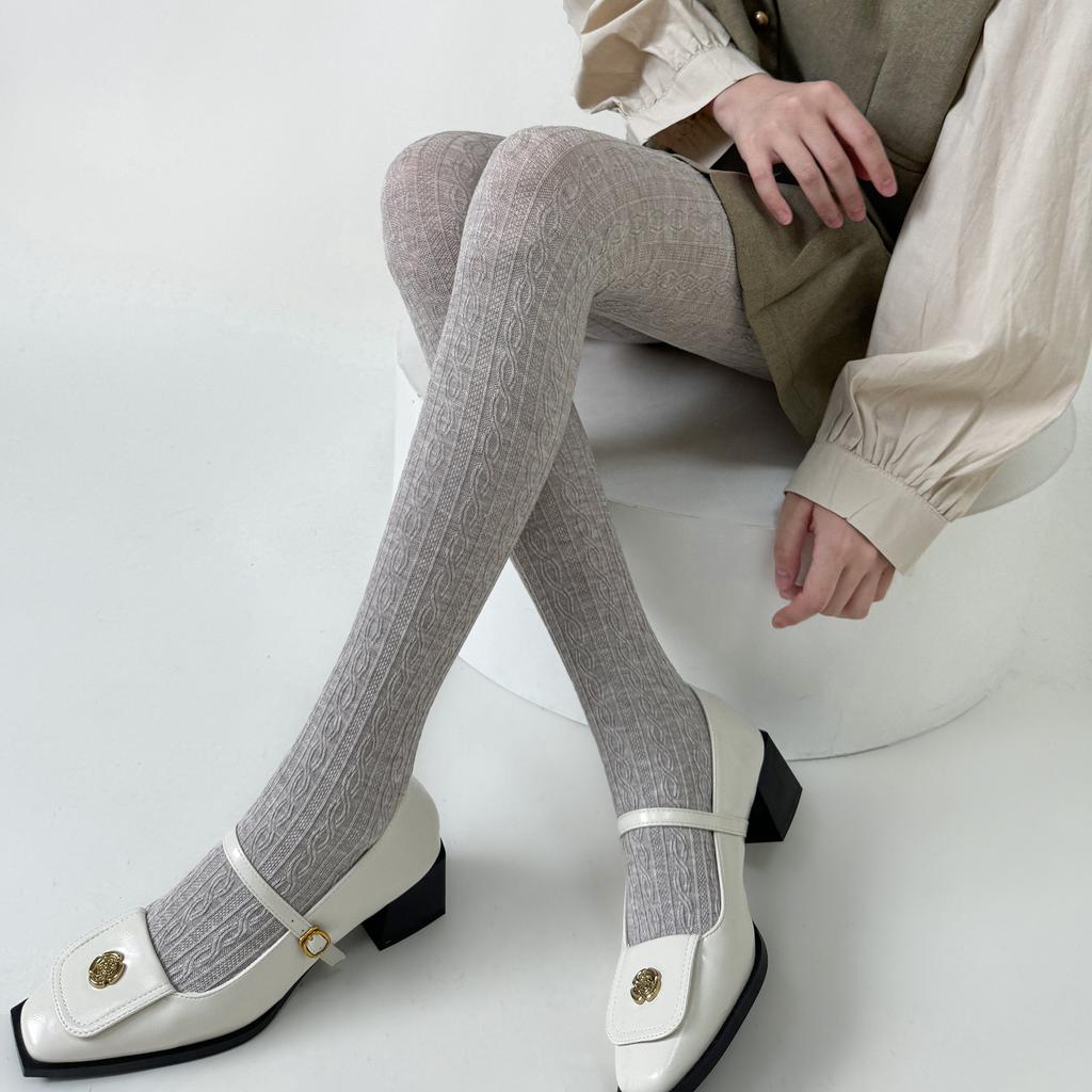 Collant da Donna Autunno e Inverno Cotone Lavorato a Maglia Autocalzanti Fino alla Coscia Calze Lingerie Calzetteria Femminile Collant Lolita Calze