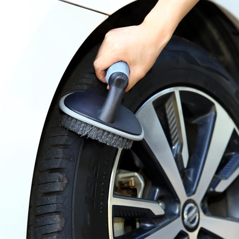 Heavy Duty Wheel Rim Cleaning Brush - Car/Truck Tire Scrub Tool with Long Handle