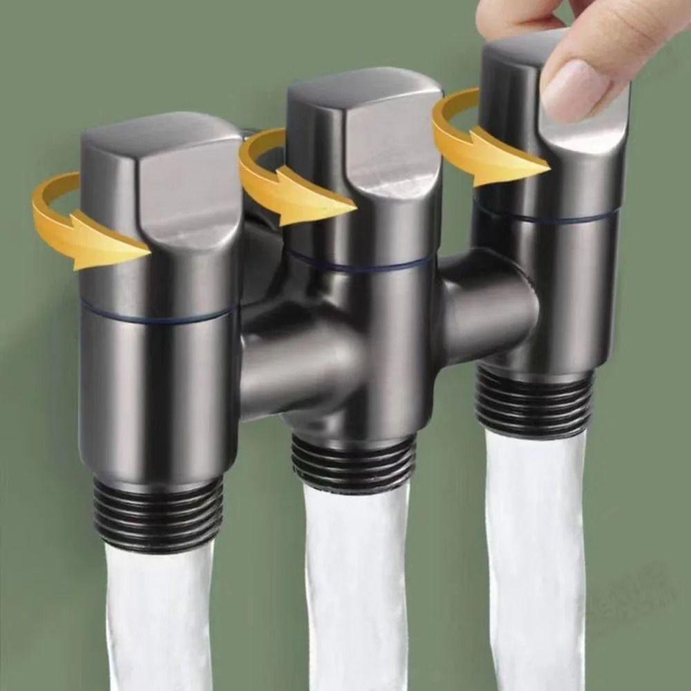 Water Saving Three-Way Angle Valve Space Saving Washing Machine Faucet  Toilet Attachments