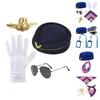 Carnivals Role Play Stewardess Hat+Sunglasses+Brooch for Girl Taking Photo