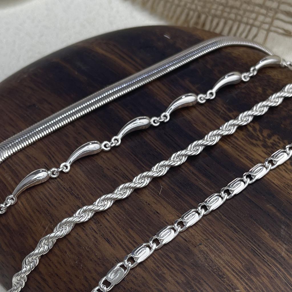 100% Solid 925 Sterling Silver Metal Bracelet for Women Vintage Handmade Simple Chain Bracelet Birthday ChristmasGift