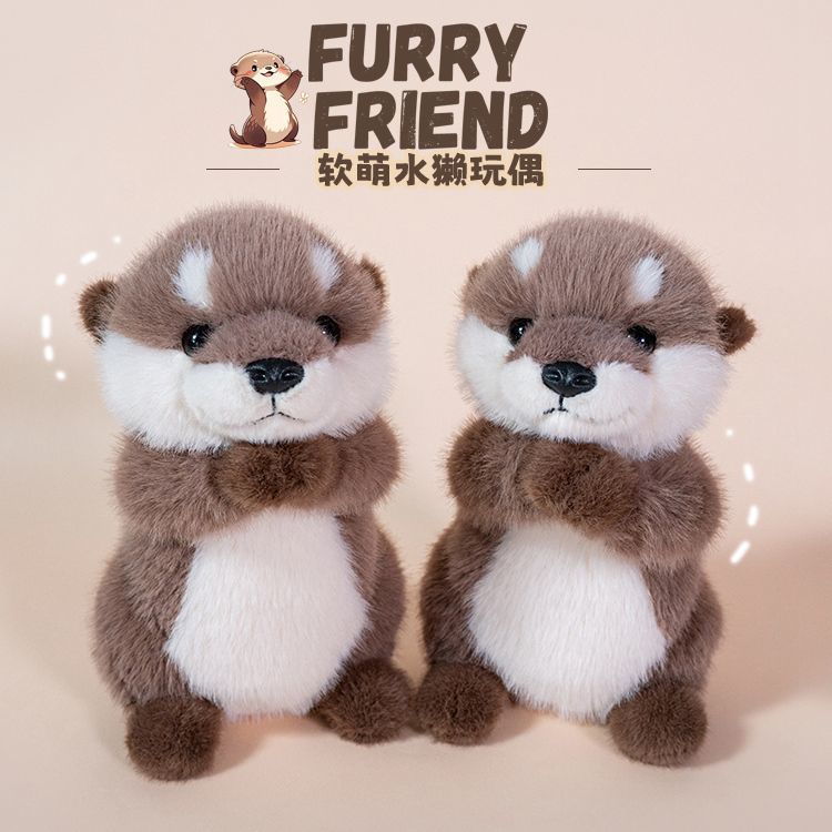 Peluche Realistico di Lontra Morbido Carino Animale di Peluche Lontra Marina Bambola Bambini Bambola Confortevole Regalo