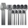 16Pcs Black Cutlery Set Knives Forks Tea Spoons Tableware Set Stainless Steel Matte Dinnerware Set Party Kitchen Silverware Flatware Set