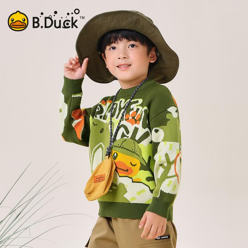 B.Duck Boys' Cartoon Pullover Sweater