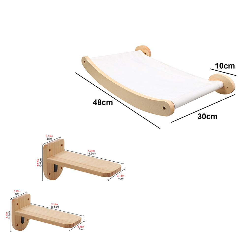 Wall-mounted Cat Hammock Bed Pet Furniture Kitten Wall Shelf Set Cat Perch Wooden Scratching Climbing Post Cat Tree House Toy