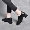 Kwadratowy nosek głęboko wycięte buty pojedyncze damskie 2024 wiosna nowe europejski i amerykański styl prosty temperament boczny zamek botki gruby obcas wysoki he