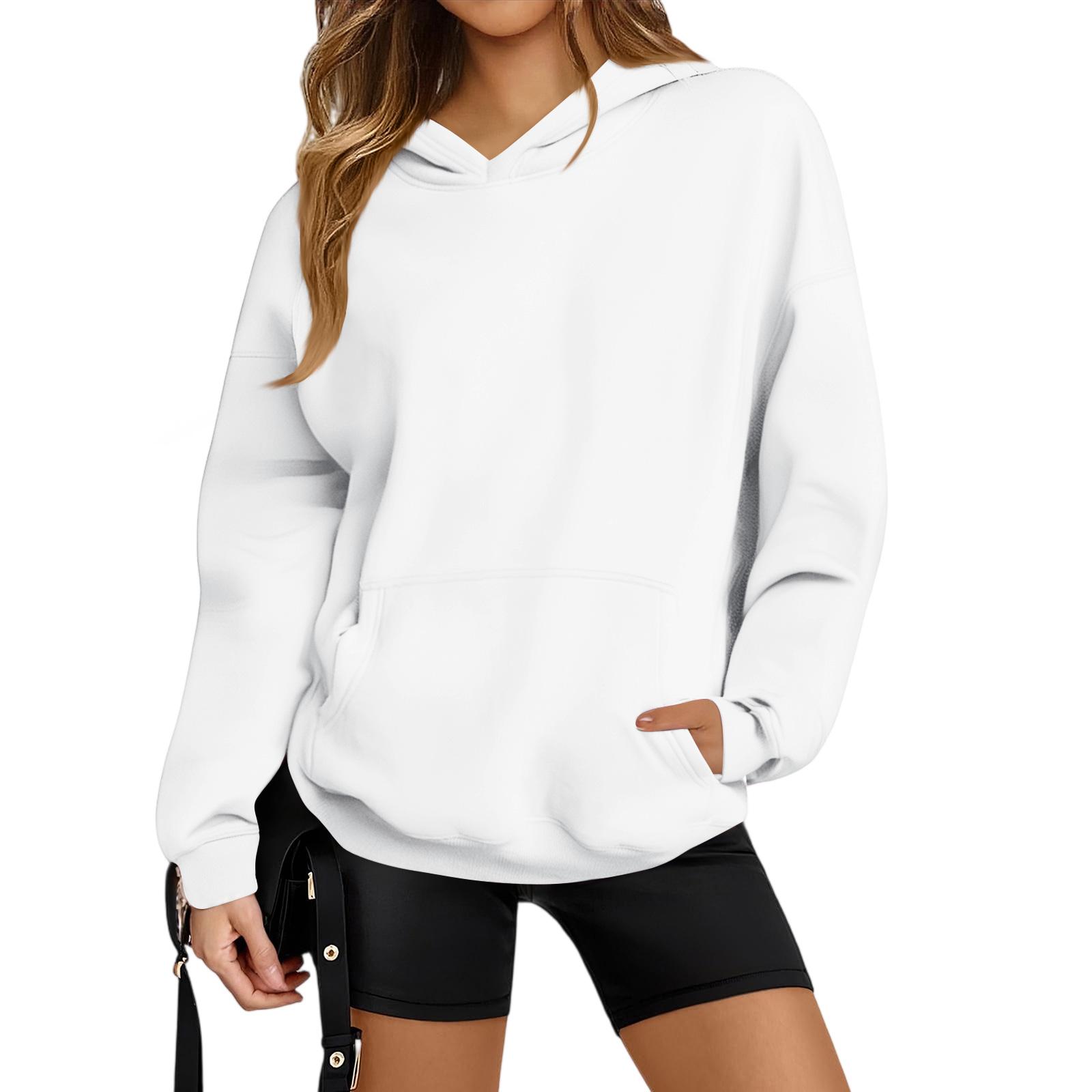 

Женский повседневный модный свободный спортивный пуловер с приспущенным плечом, толстовка с длинным рукавом XL белый